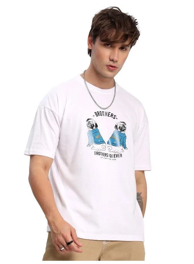 Beyoung Brothers Forever Printed Oversized T-shirt for Men